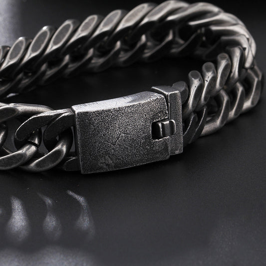 Men's Black Retro Chain Bracelet Titanium Steel Fashion Jewelry