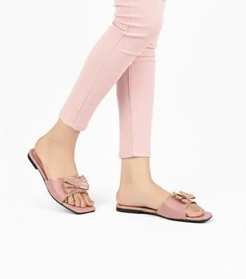 Pink Bow Women's Slippers Casual Formal Summer Wear