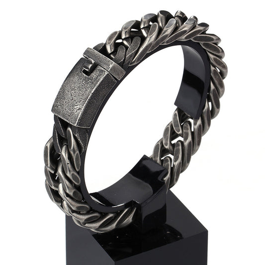 Men's Black Retro Chain Bracelet Titanium Steel Fashion Jewelry