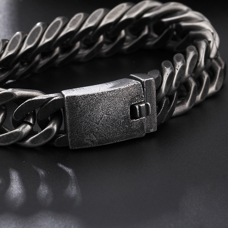 Men's Black Retro Chain Bracelet Titanium Steel Fashion Jewelry